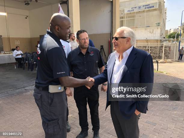 Ambassador to Israel, David Friedman, visiting Sderot's fire station along the Gaza Strip, Israel, August, 2018. Image courtesy Avida Landau/U.S....