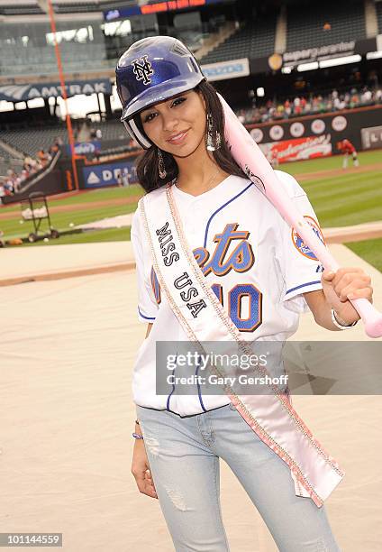 Miss USA Rima Fakih visits Citi Field on May 27, 2010 in the Queens Borough of New York City.