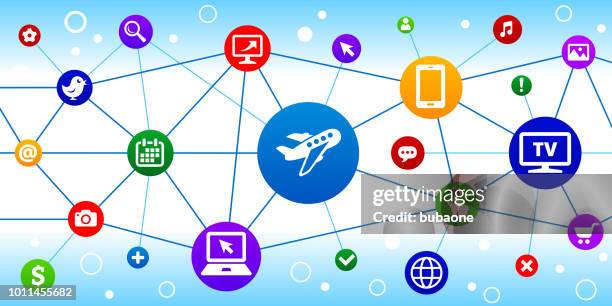 airplane internet communication technology triangular node pattern background - phone wireframe stock illustrations