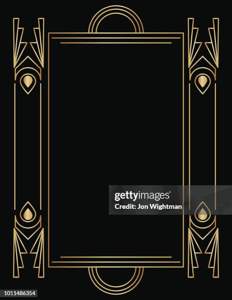 art deco cherry blossom invite - art deco stock illustrations