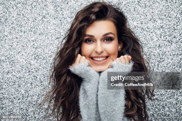 portrait of a young woman with a beautiful smile - female laughing face stock pictures, royalty-free photos & images