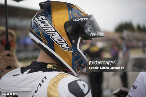 Alvaro Bautista of Spain and Angel Nieto Team prepares to start on the grid during the Moto2 Race during the MotoGp of Czech Republic - Race at Brno...