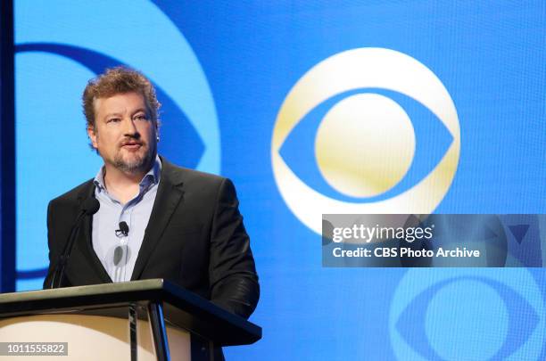 Kelly Kahl, President, CBS Entertainment speaks at the CBS Entertainment executive panel at the TCA Summer Press Tour 2018 at the Beverly Hilton...
