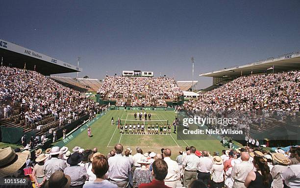 The opening ceremony of the Davis Cup semi final between Australia and Russia at the ANZ Stadium, Brisbane, Australia. Mandatory Credit: Nick...