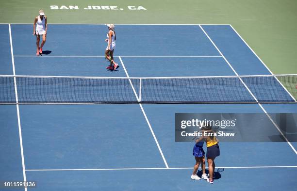 Latisha Chan of Taiwan and Kveta Peschke of the Czech Republic celebrate after beating Lyudmyla Kichenok and Nadiia Kichenok of the Ukraine in the...