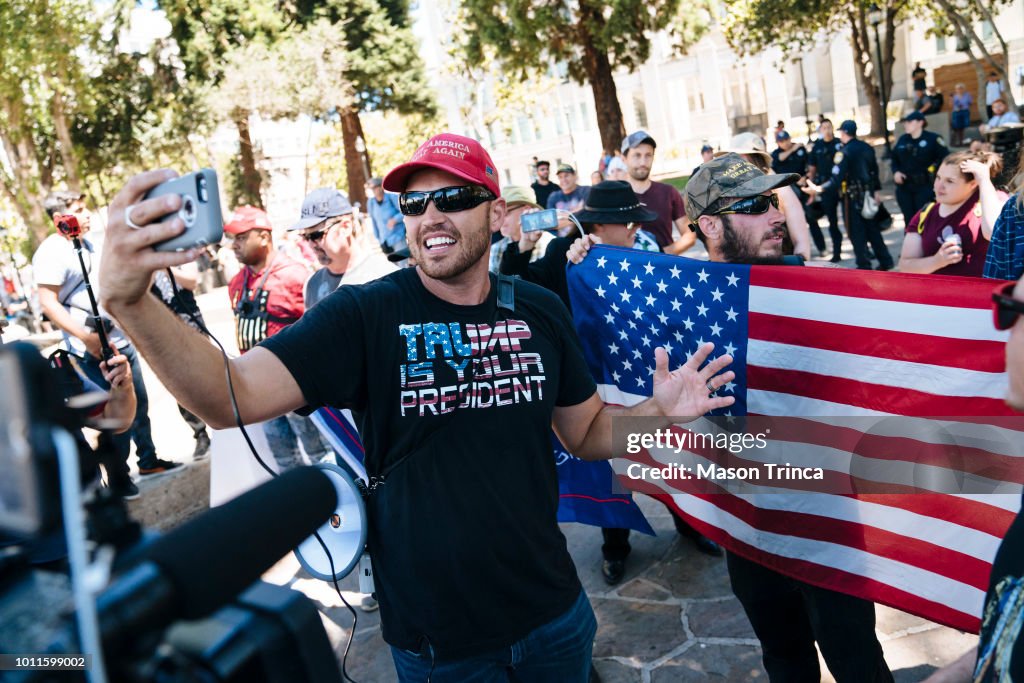 Marxist Rally Ben Bergquam live streams during a rally at the Martin Luther King ...