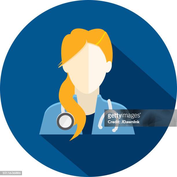 flat design diverse medical professionals themed icon with shadow - female doctor stock illustrations