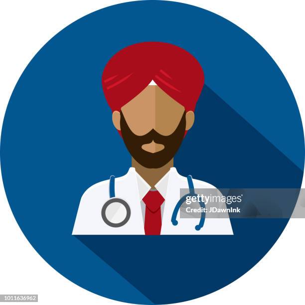 flat design diverse medical professionals themed icon with shadow - turkish people stock illustrations