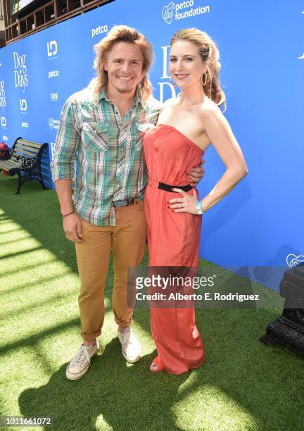 Tony Cavalero and Annie Cavalero attend the premiere of LD Entertainment's "Dog Days" at Westfield Century City on August 5, 2018 in Century City,...