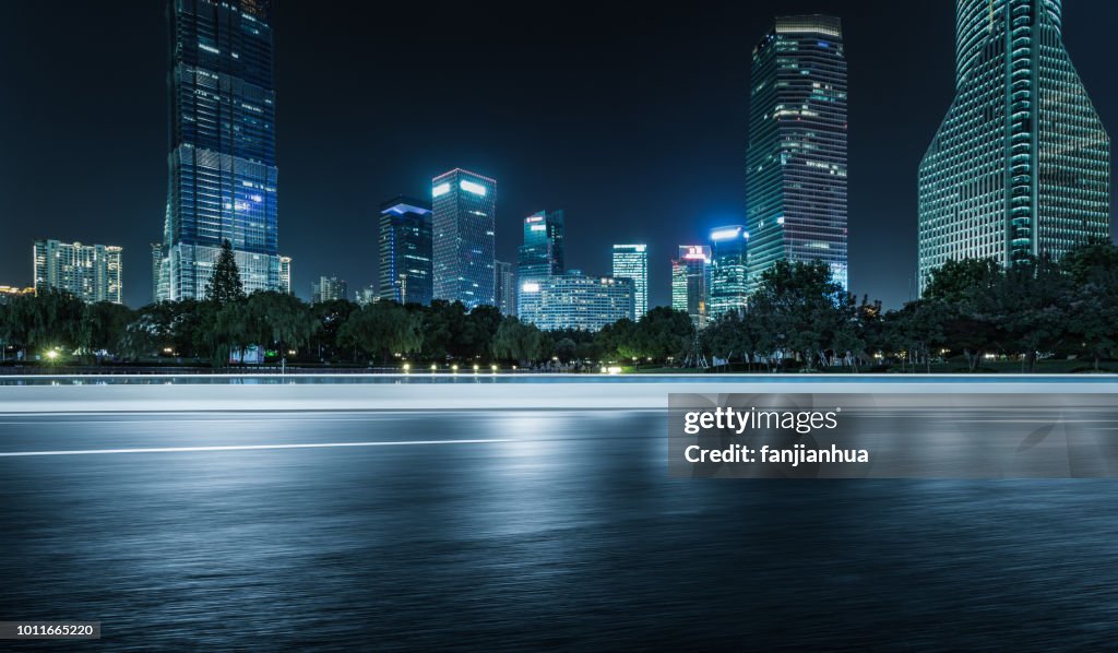 Inner city elevated road by modern skyscrapers,shanghai