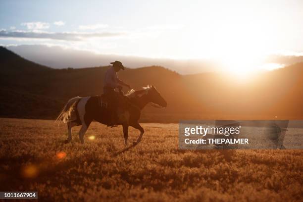 牛仔騎馬與他的狗 - prairie dog 個照片及圖片檔