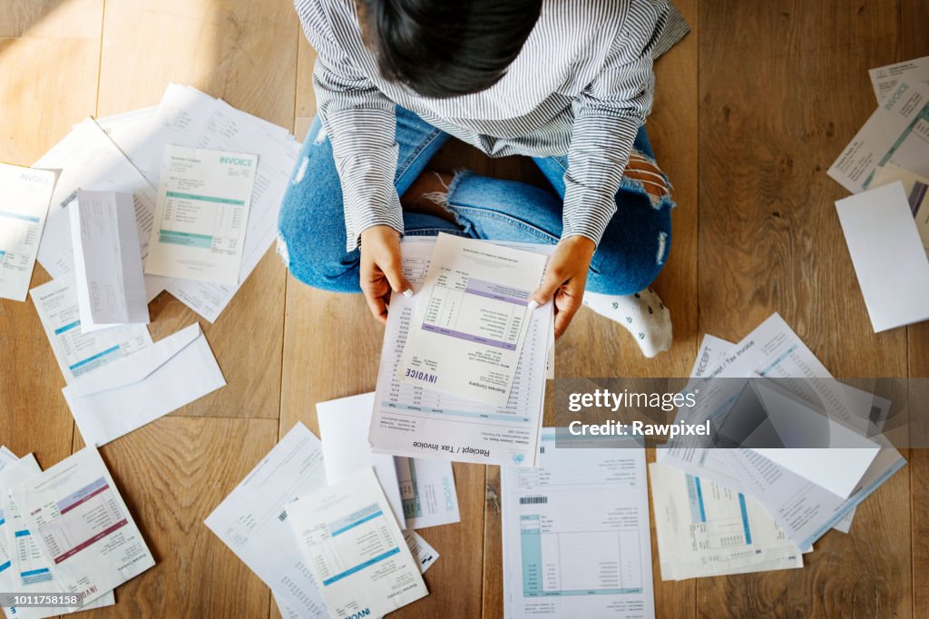 Woman managing the debt