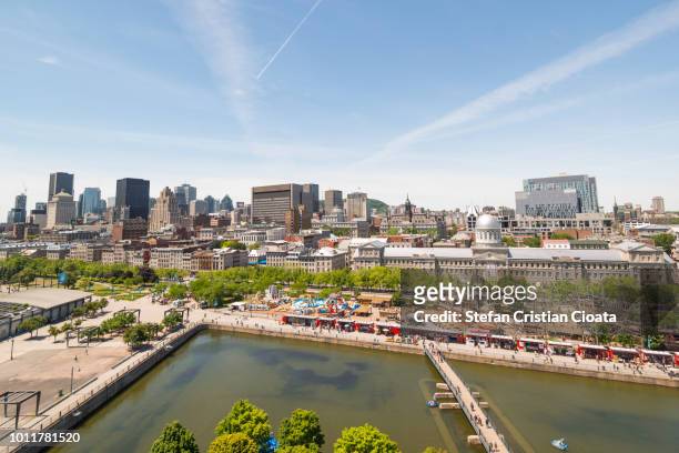 downtown montreal and the old port - montréal stock pictures, royalty-free photos & images