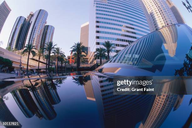 bank towers in los angeles, california - car reflection stock pictures, royalty-free photos & images