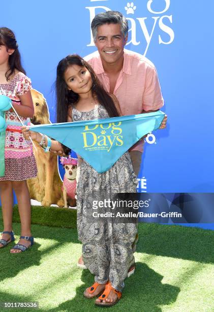 Esai Morales and daughter Mariana Oliveira arrive at the premiere of LD Entertainment's 'Dog Days' at Westfield Century City on August 5, 2018 in...