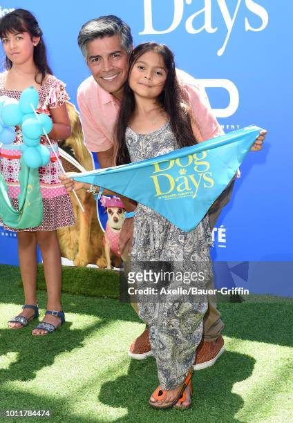 Esai Morales and daughter Mariana Oliveira arrive at the premiere of LD Entertainment's 'Dog Days' at Westfield Century City on August 5, 2018 in...