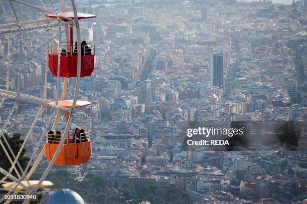 Landscape view from Tibidabo Barcelona Catalonia Spain Europe.