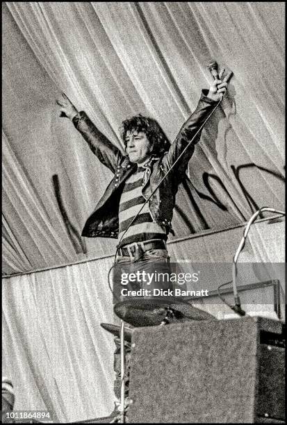 Alex Harvey of The Sensational Alex Harvey Band performs on stage at Stoke City Football Club, United Kingdom, 17th May 1975.