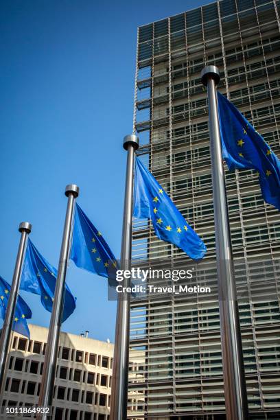 european union flags, brussels - berlaymont stock pictures, royalty-free photos & images