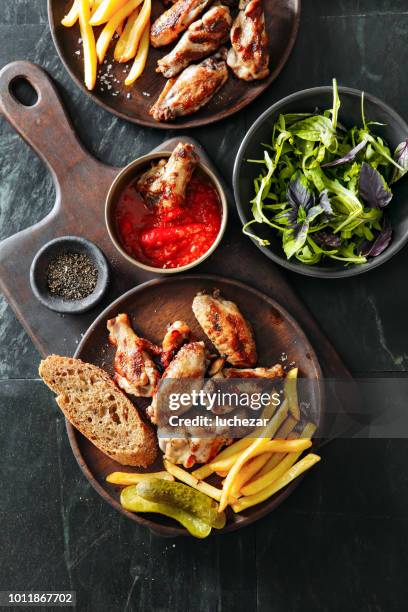 grilled chicken wings - southern food stock pictures, royalty-free photos & images
