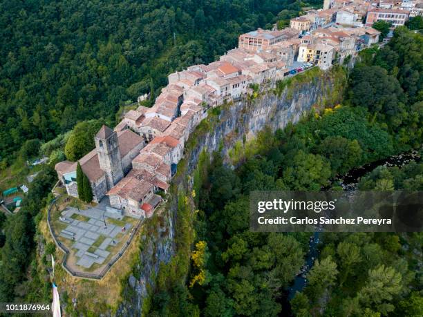village in catalonia spain - castellfollit de la roca stock pictures, royalty-free photos & images