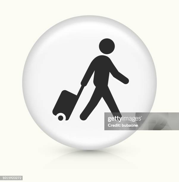 man walking with suitcase icon - pulling suitcase stock illustrations