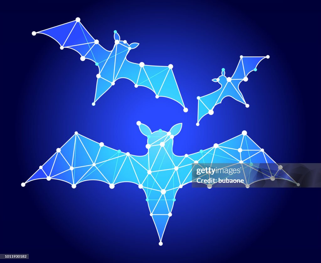 Three Bats Flying Blue Triangle Node Vector Pattern High-Res Vector ...
