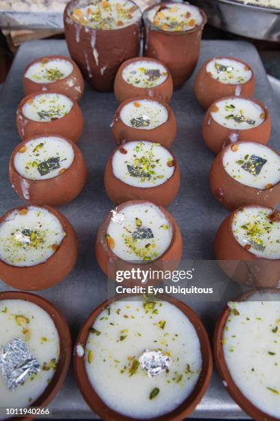 India, New Delhi, Pots of lassi.