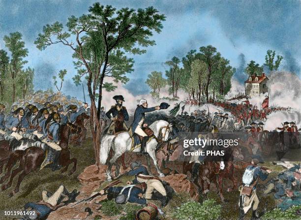 American Revolutionary War . Siege of Yorktown . American Continental Army, led by George Washington, and allied French troops, led by the Comte de...