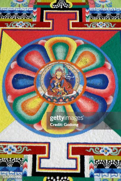 Tibetan Buddhist sand mandala. Padmasambhava also known as Guru Rinpoche.