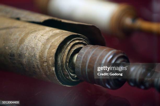 Jewish Museum of Switzerland. Basel. Purim. Old Megillat Ester in Hebrew. Ester scroll.