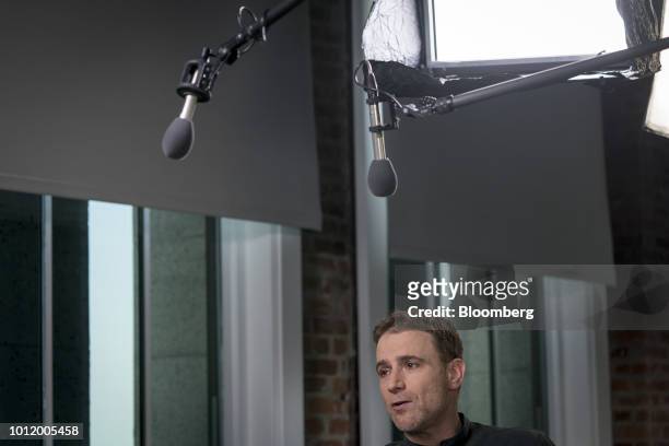 Stewart Butterfield, co-founder and chief executive officer of Slack Technologies Inc., speaks during a Bloomberg Studio 1.0 Television interview in...
