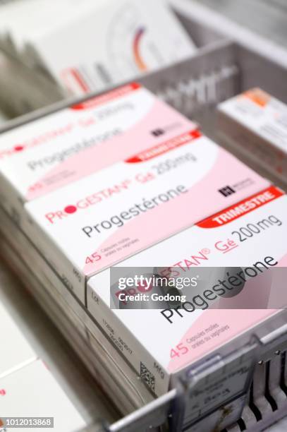 Pharmacy. Drugs in a sliding drawer. France.