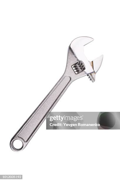 adjustable wrench isolated on white background, with clipping path - adjustable wrench foto e immagini stock