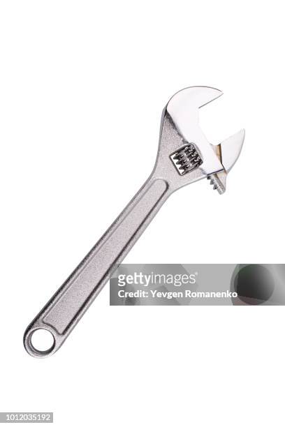 adjustable wrench isolated on white background, with clipping path - wrench stock pictures, royalty-free photos & images