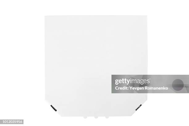 white pizza box template on white background - pizza box stock-fotos und bilder