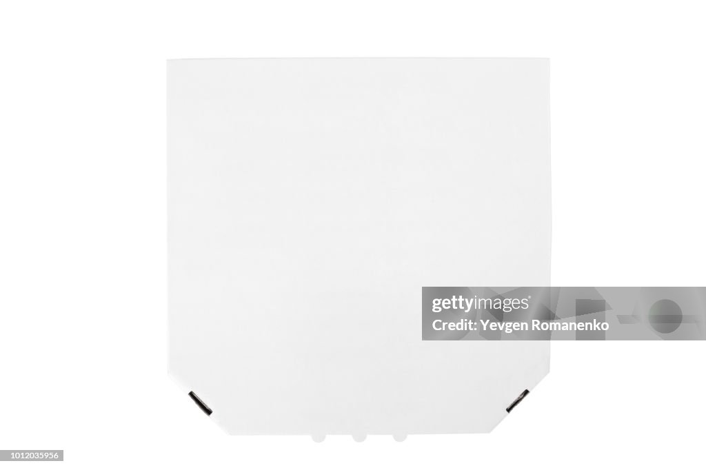 White pizza box template on white background