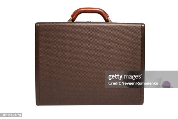 brown briefcase isolated on white background - handle stock pictures, royalty-free photos & images