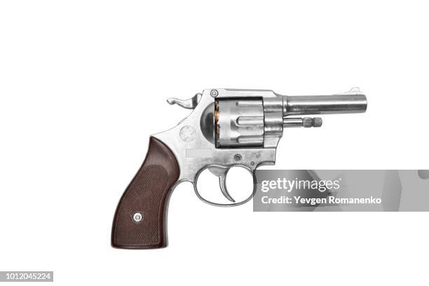 revolver isolated on white background - armi da fuoco foto e immagini stock