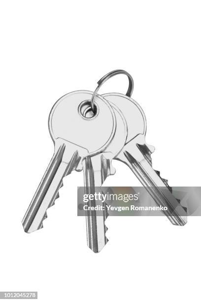 keys isolated on white background - llave de la casa fotografías e imágenes de stock