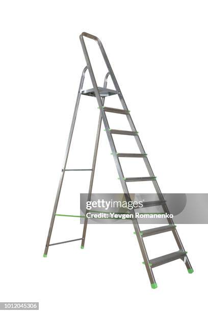 ladder isolated on white background - escalera plegable fotografías e imágenes de stock