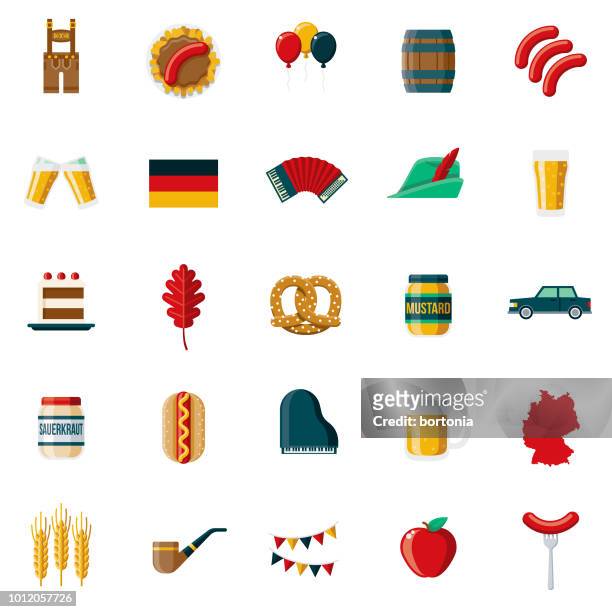 germany flat design icon set - german culture stock illustrations