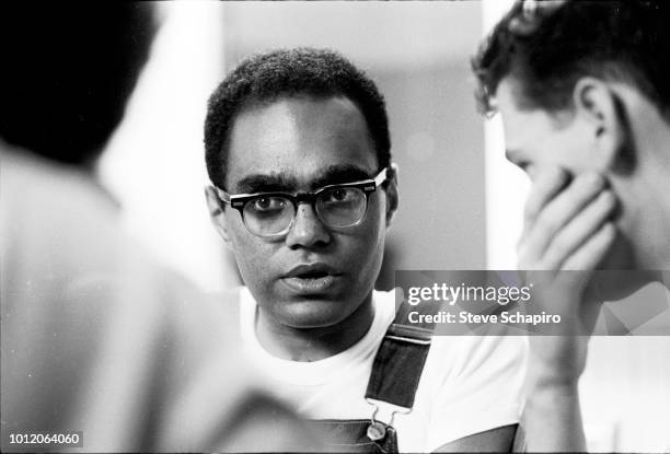 American Civil Rights activist Bob Moses speaks with student volunteers, Oxford, Ohio, 1964.