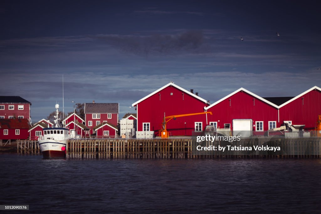 Traditional Rorbu Red Rorbu Traditional Norwegian Houses In Dramatic Arctic Landscape ...
