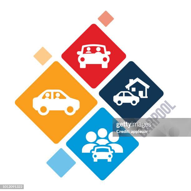 carpool illustration - car pooling stock illustrations