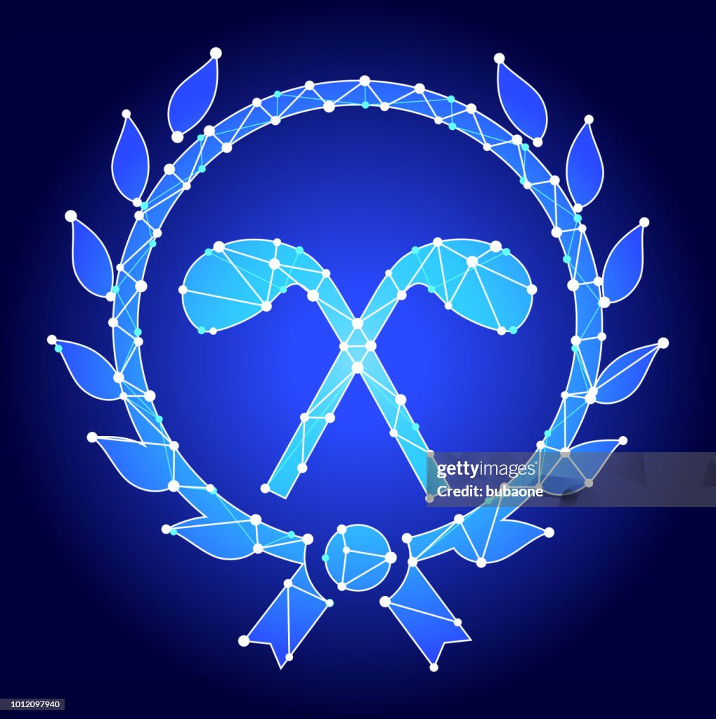 Golf Clubs In Laurel Wreath Blue Triangle Node Vector Pattern High-Res ...