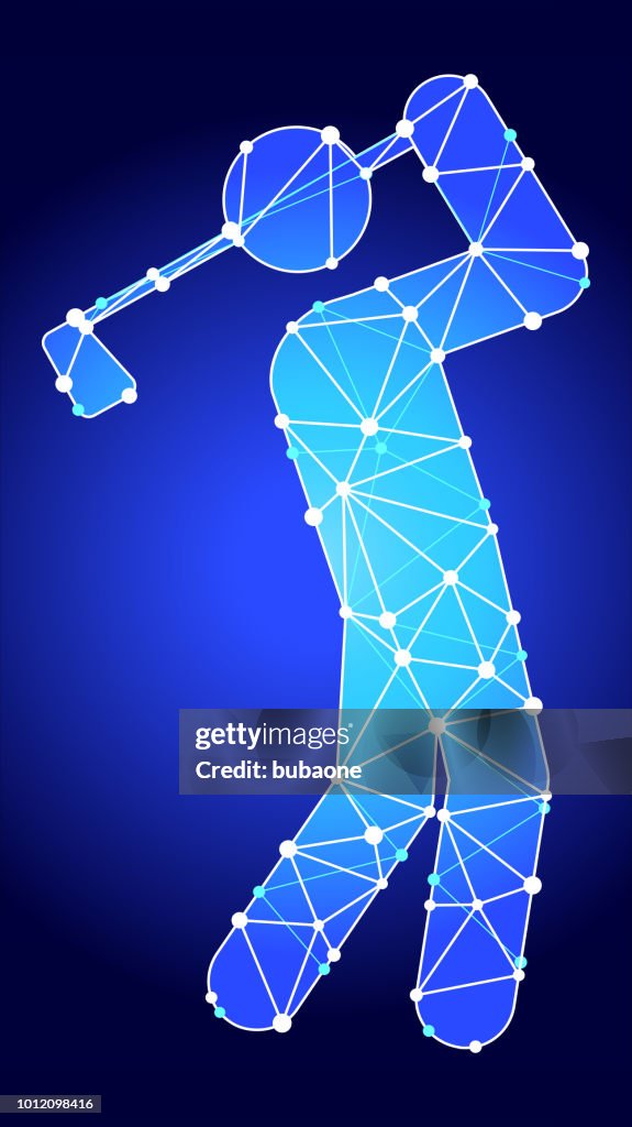 Golfer Swinging The Golf Club Blue Triangle Node Vector Pattern High ...