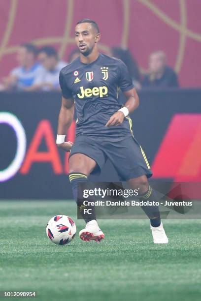 Juventus player Medhi Benatia in action during 2018 MLS All-Star Game: Juventus v MLS All-Stars at Mercedes-Benz Stadium on August 1, 2018 in...