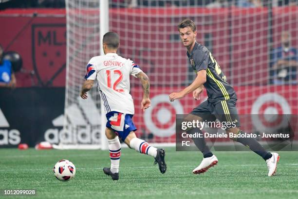 Juventus player Daniele Rugani in action during 2018 MLS All-Star Game: Juventus v MLS All-Stars at Mercedes-Benz Stadium on August 1, 2018 in...