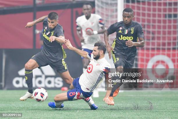 Juventus player Joao Cancelo in action during 2018 MLS All-Star Game: Juventus v MLS All-Stars at Mercedes-Benz Stadium on August 1, 2018 in Atlanta,...